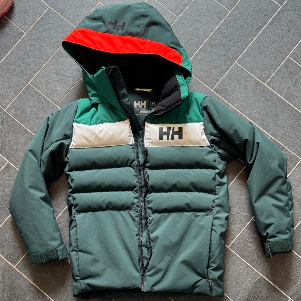 Helly Hansen Dark Green Hooded Jacket with orange trim size 8